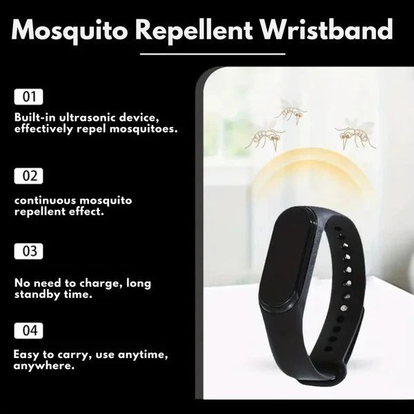 Ultrasonic Mosquito Repellent Wristband with Clip-On Design - Wearable Insect Deterrent for Outdoor Protection