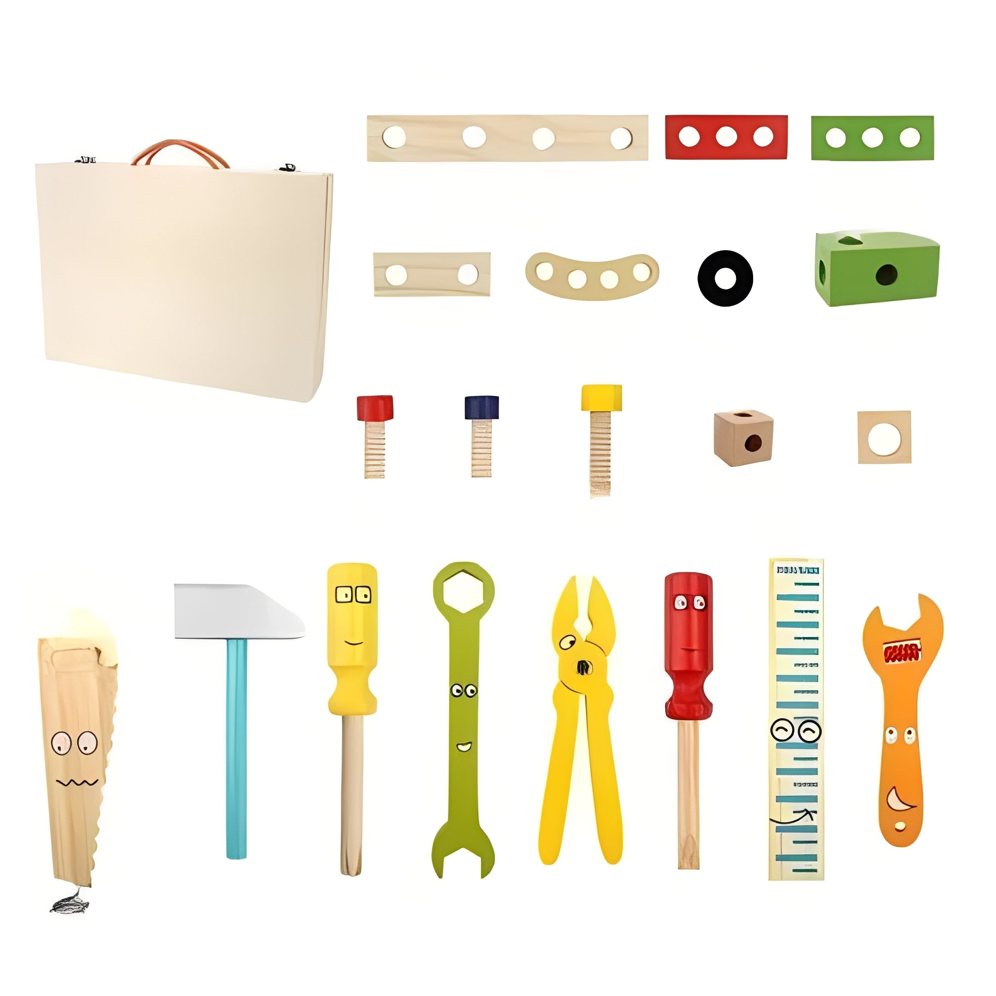 Kids Pretend Tool Set with Building Parts & Storage Box - Creative Play Tools for Imaginative Builders
