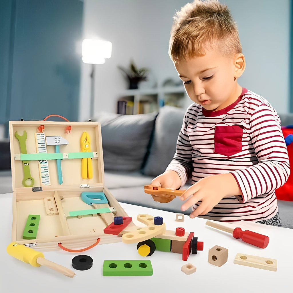 Kids Pretend Tool Set with Building Parts & Storage Box - Creative Play Tools for Imaginative Builders