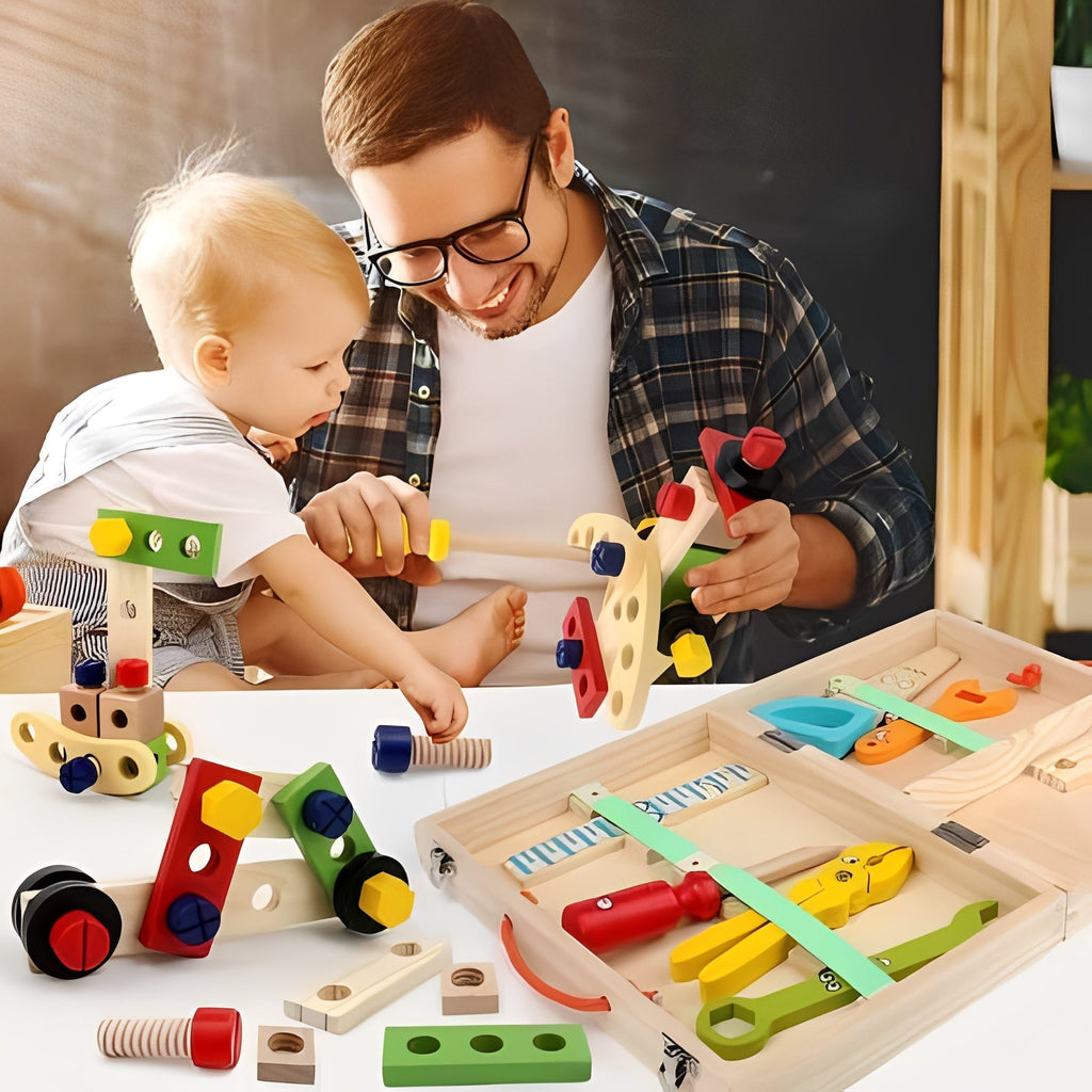 Kids Pretend Tool Set with Building Parts & Storage Box - Creative Play Tools for Imaginative Builders