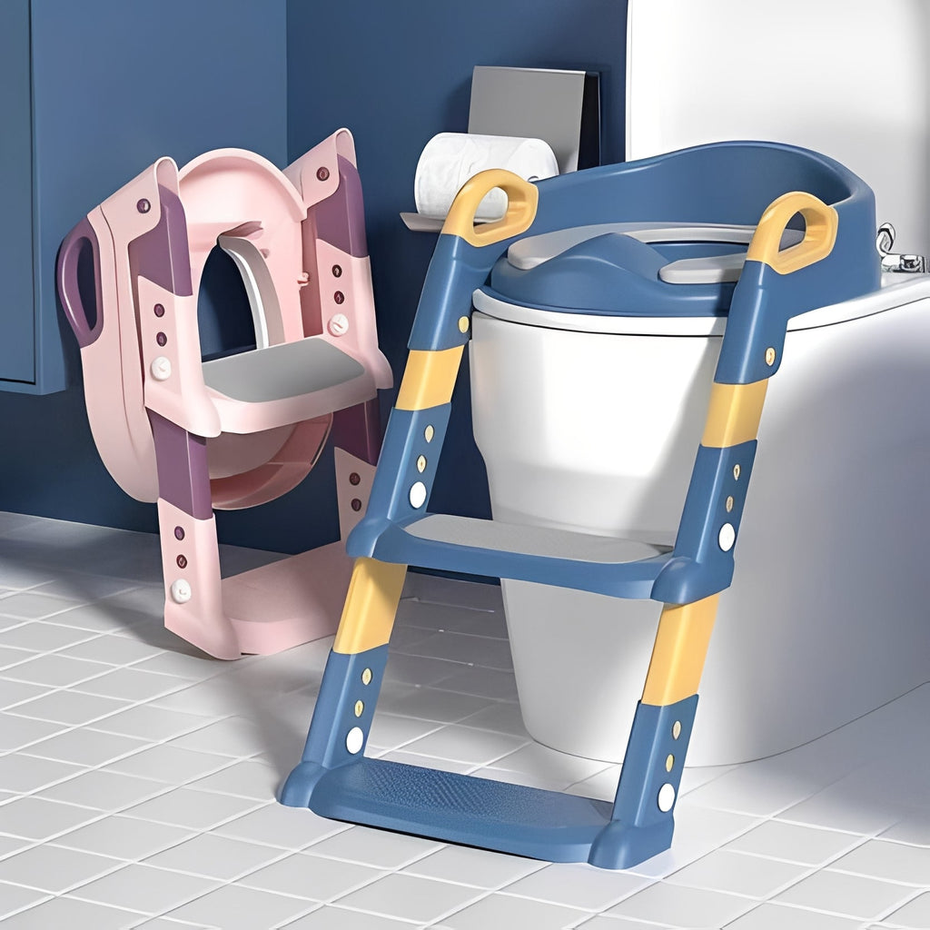 Foldable Toddler Potty Trainer with Built-in Step Ladder - Space-Saving Design for Easy Potty Training