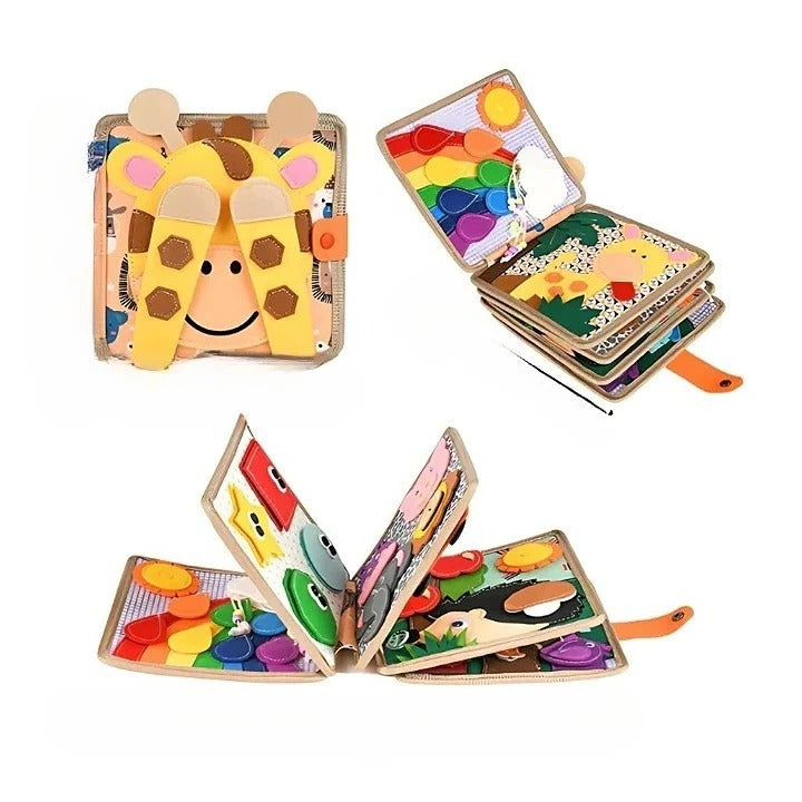 Interactive Kid's Portable Activity Book with Textures, Fasteners, and Engaging Learning Activities