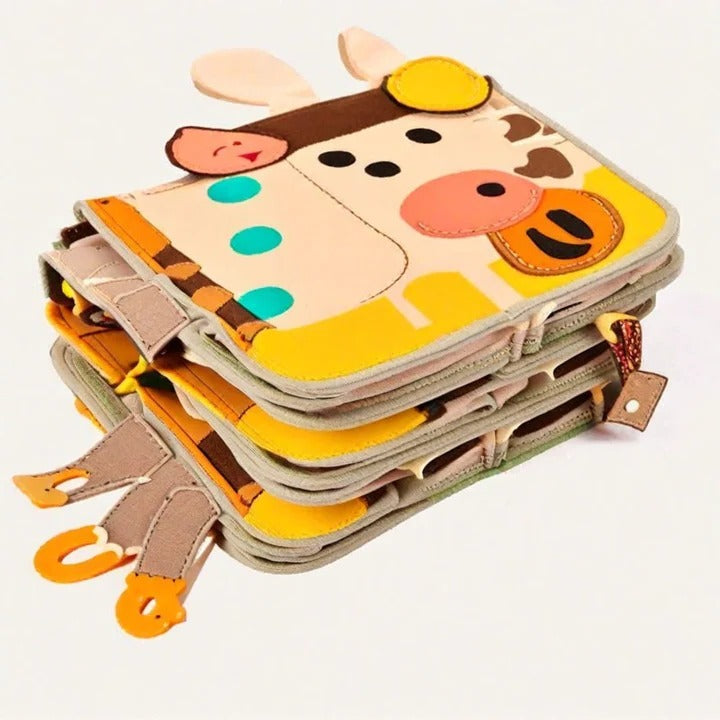 Interactive Kid's Portable Activity Book with Textures, Fasteners, and Engaging Learning Activities
