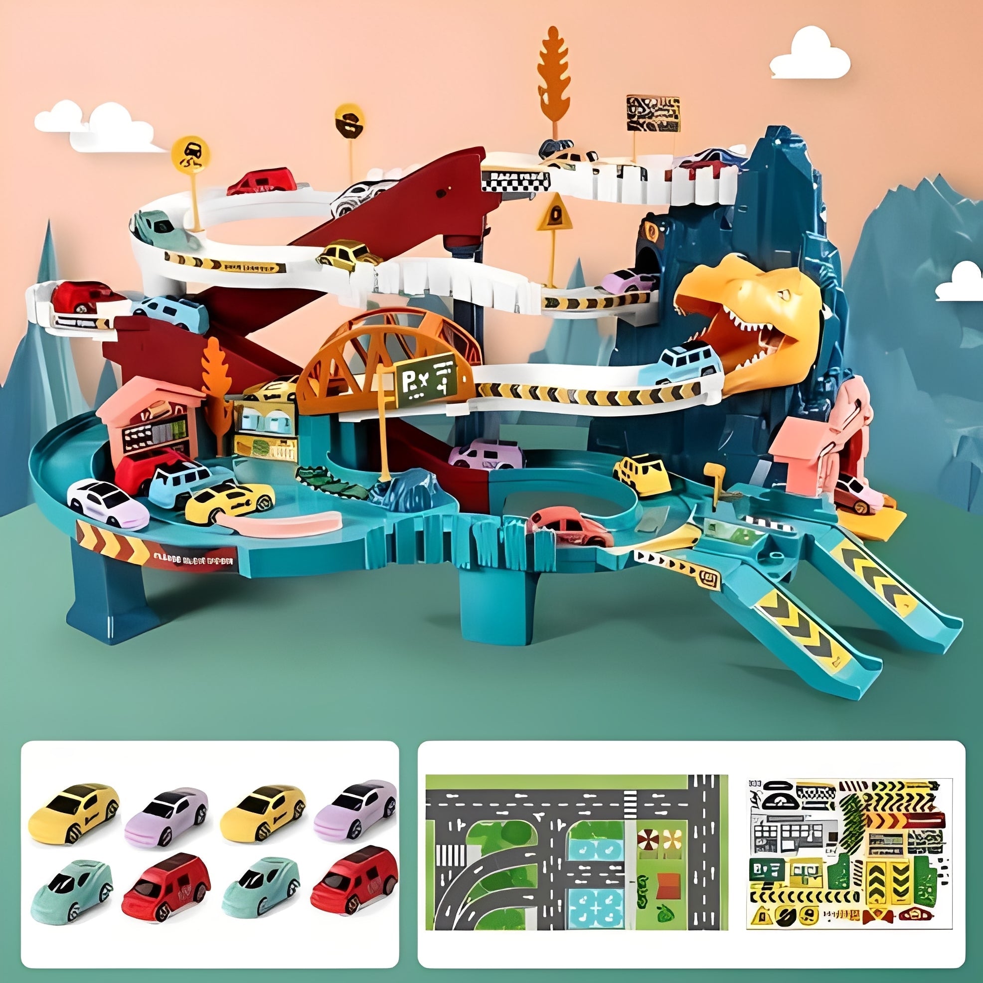 Adventure Circuit Dinosaur Race Track - Flexible Path Construction for Endless Fun!