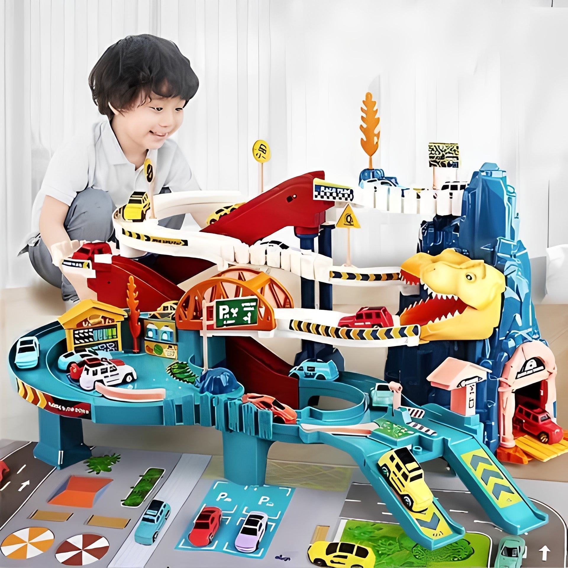 Adventure Circuit Dinosaur Race Track - Flexible Path Construction for Endless Fun!