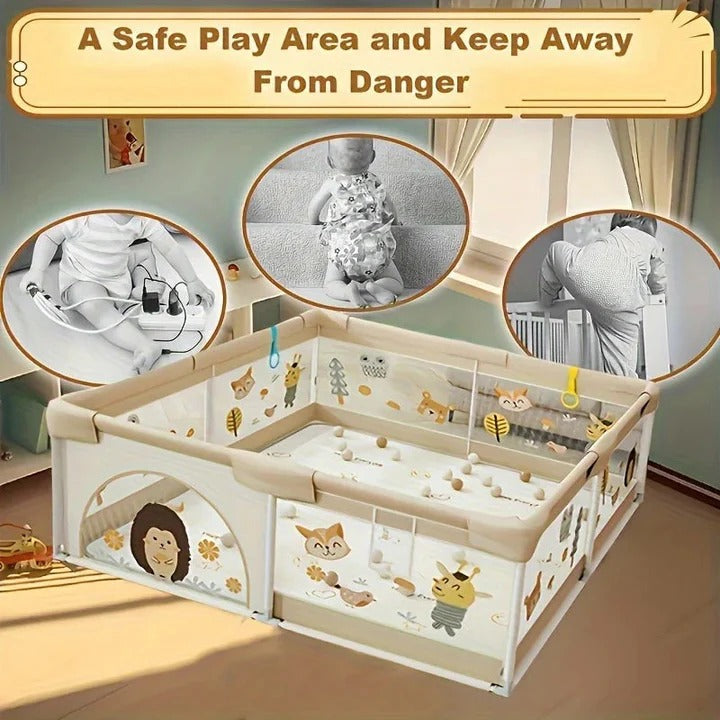 Portable Baby Playpen with Enclosed Design - Safe & Secure Play Area for Infants & Toddlers - Easy Setup & Travel-Friendly