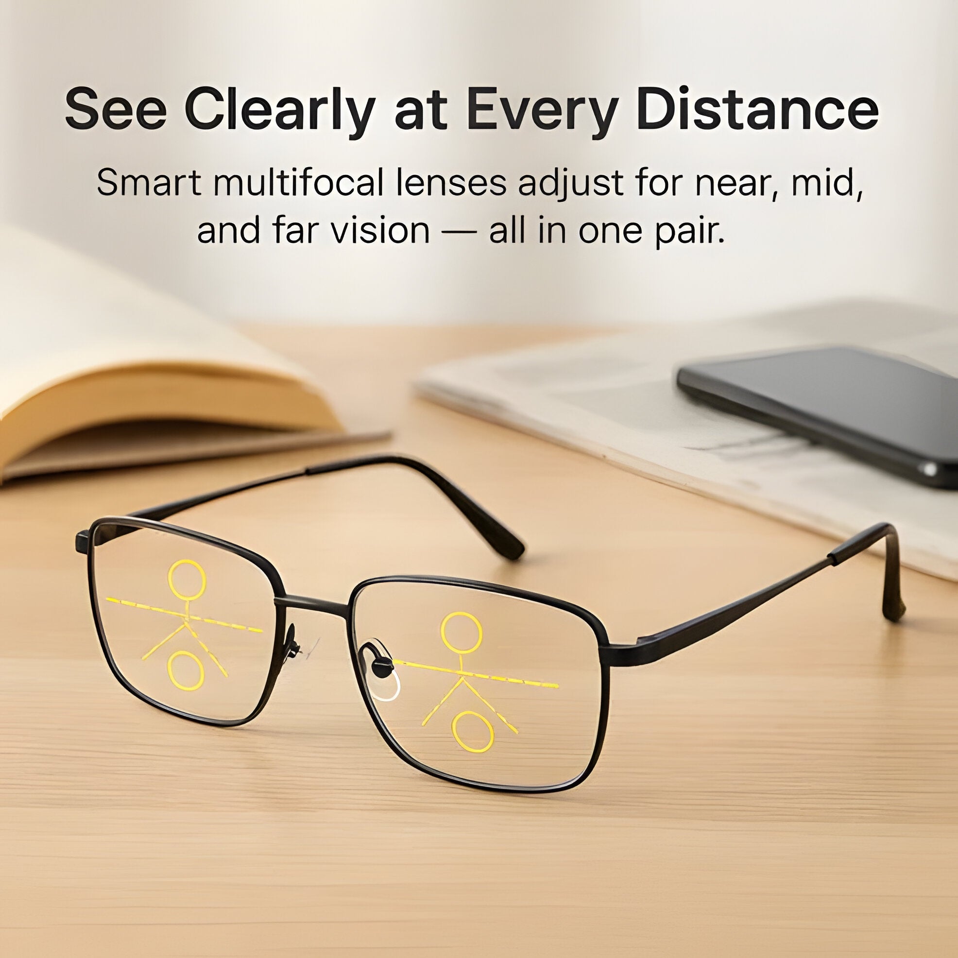 Light Adaptive Progressive Glasses - Transition Lenses for Clear Vision in Any Lighting