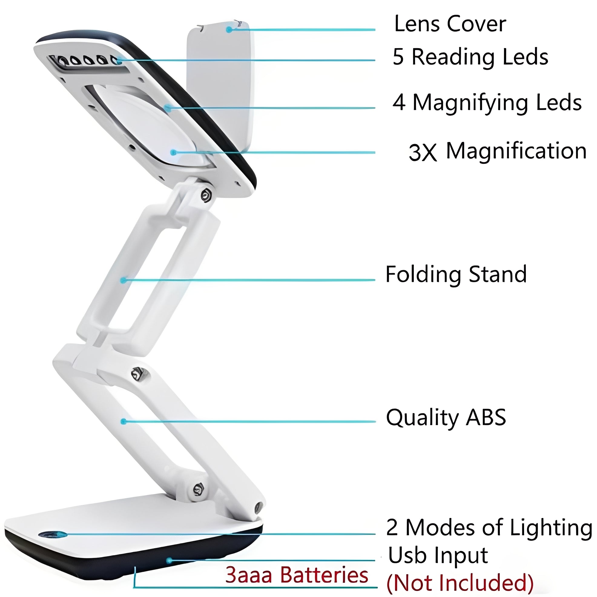 Adjustable LED Floor Magnifier with Extra-Large Viewing Lens - Perfect for Reading, Hobbies, and Crafts