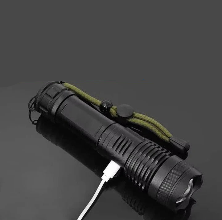 Rechargeable LED Flashlight with Adjustable Beam - High Lumens, Waterproof, Compact Design for Outdoor & Emergency Use