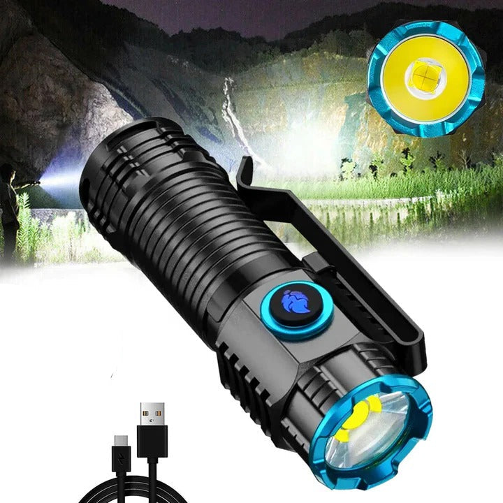 Rechargeable LED Flashlight with Magnetic Base - Ultra Bright, Portable, and Versatile for Home, Outdoor, and Emergency Use
