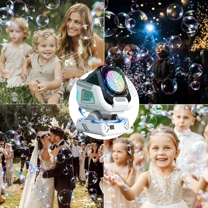 LED Bubble Blower with Rotating Base - Colorful Light-Up Bubble Machine for Kids