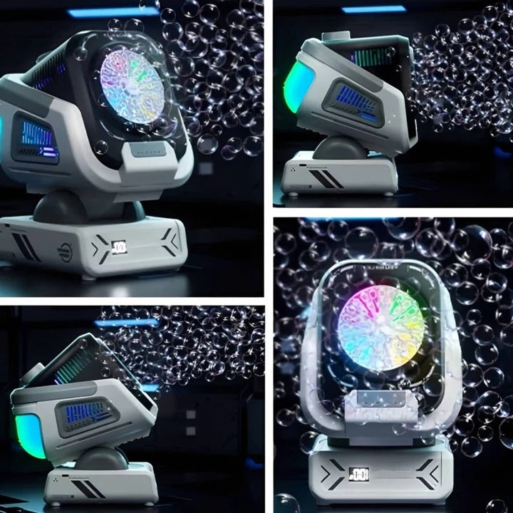 LED Bubble Blower with Rotating Base - Colorful Light-Up Bubble Machine for Kids