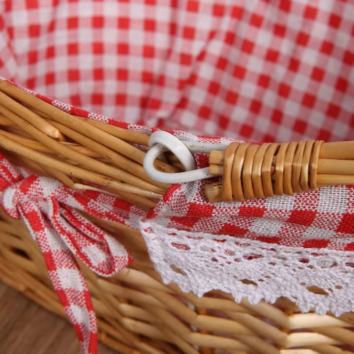 Premium Woven Willow Picnic Basket with Removable Cotton Liner - Perfect for Outdoor Adventures
