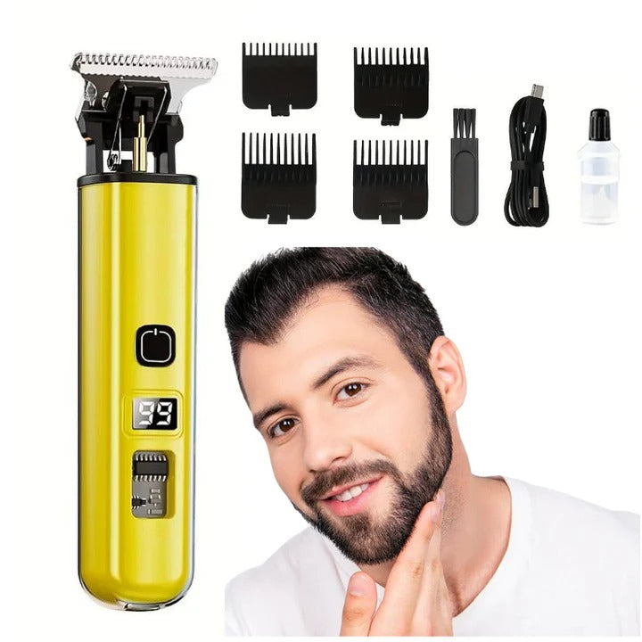 Rechargeable Hair Trimmer with Detachable Blade & LED Indicator - Cordless Precision Grooming Tool