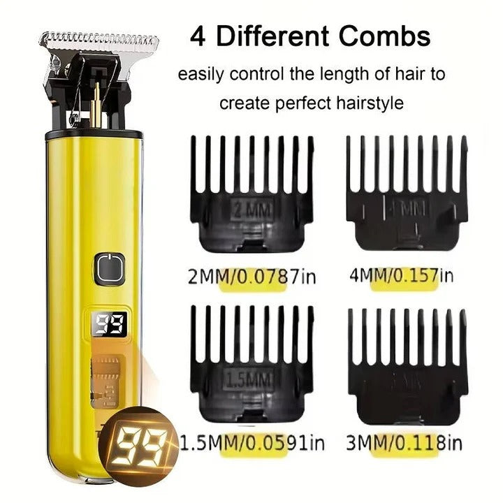 Rechargeable Hair Trimmer with Detachable Blade & LED Indicator - Cordless Precision Grooming Tool