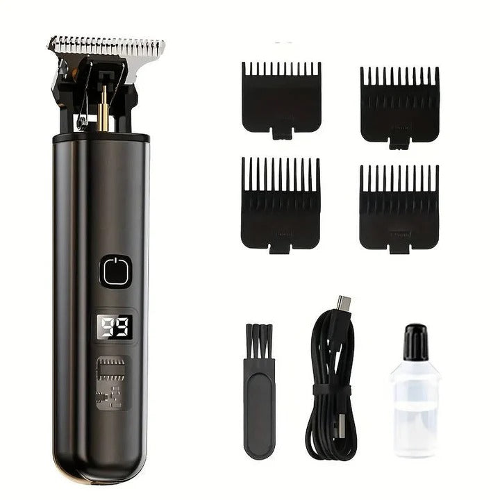 Rechargeable Hair Trimmer with Detachable Blade & LED Indicator - Cordless Precision Grooming Tool