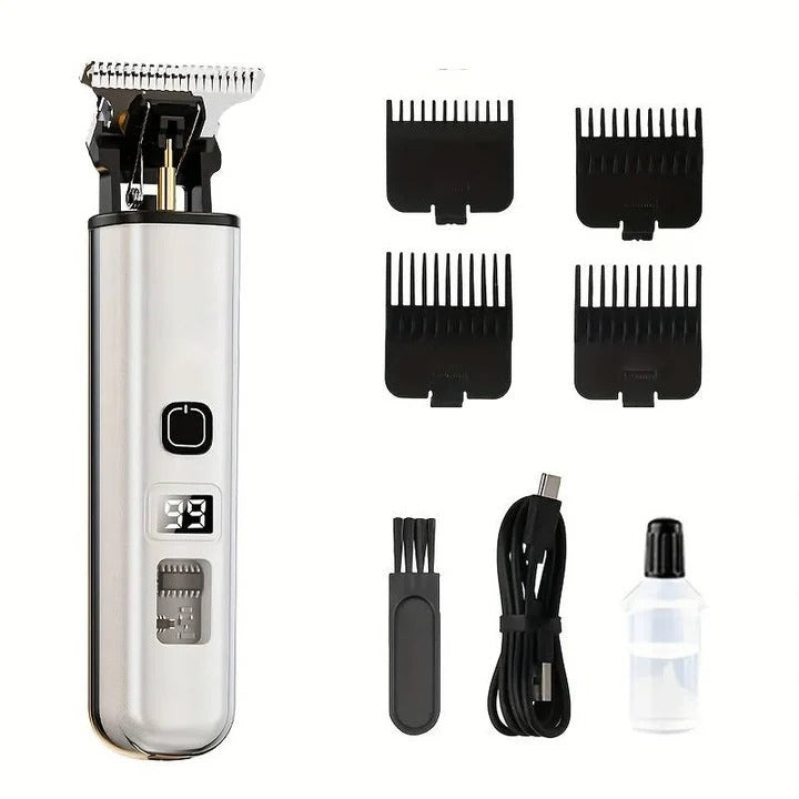 Rechargeable Hair Trimmer with Detachable Blade & LED Indicator - Cordless Precision Grooming Tool