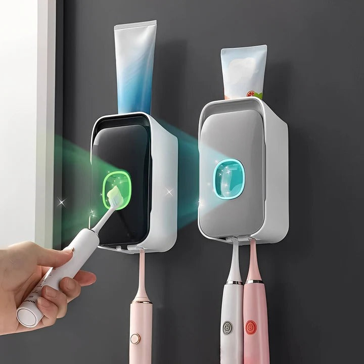 Wall-Mounted Toothpaste Dispenser with Easy Adhesive Installation - No Drilling Required, Space-Saving Bathroom Organizer