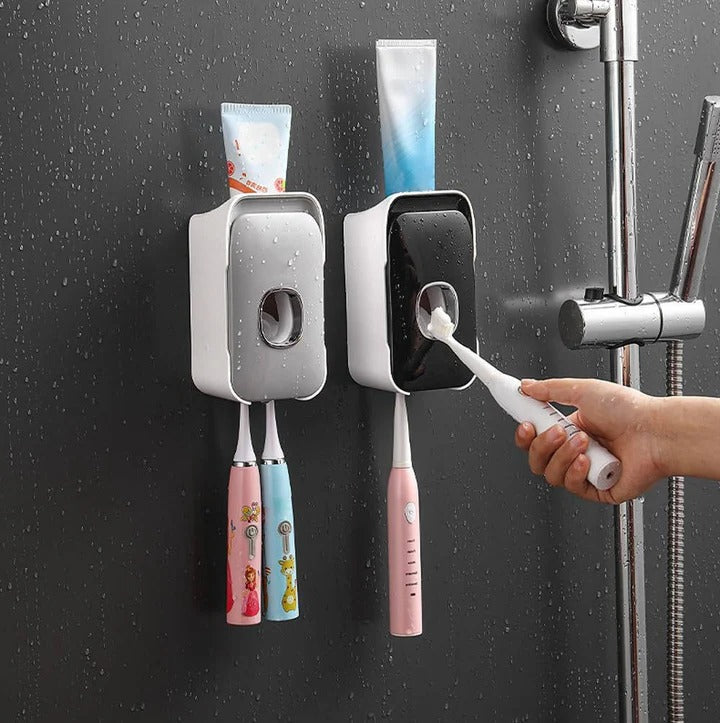 Wall-Mounted Toothpaste Dispenser with Easy Adhesive Installation - No Drilling Required, Space-Saving Bathroom Organizer