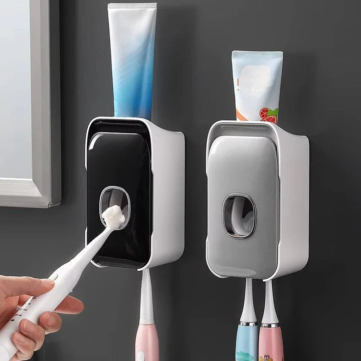 Wall-Mounted Toothpaste Dispenser with Easy Adhesive Installation - No Drilling Required, Space-Saving Bathroom Organizer