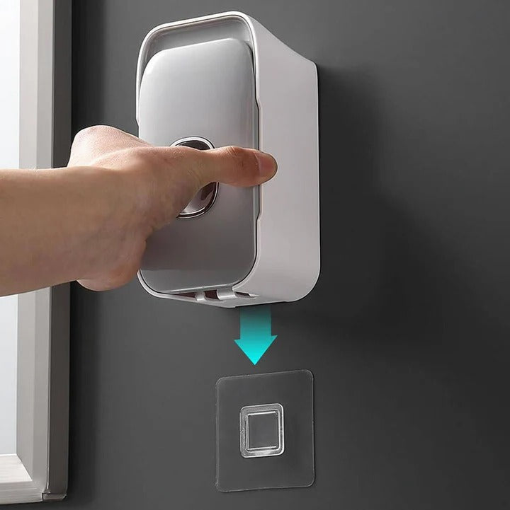 Wall-Mounted Toothpaste Dispenser with Easy Adhesive Installation - No Drilling Required, Space-Saving Bathroom Organizer
