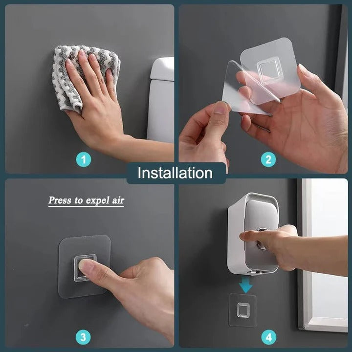 Wall-Mounted Toothpaste Dispenser with Easy Adhesive Installation - No Drilling Required, Space-Saving Bathroom Organizer