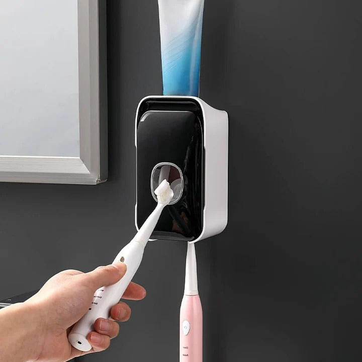 Wall-Mounted Toothpaste Dispenser with Easy Adhesive Installation - No Drilling Required, Space-Saving Bathroom Organizer