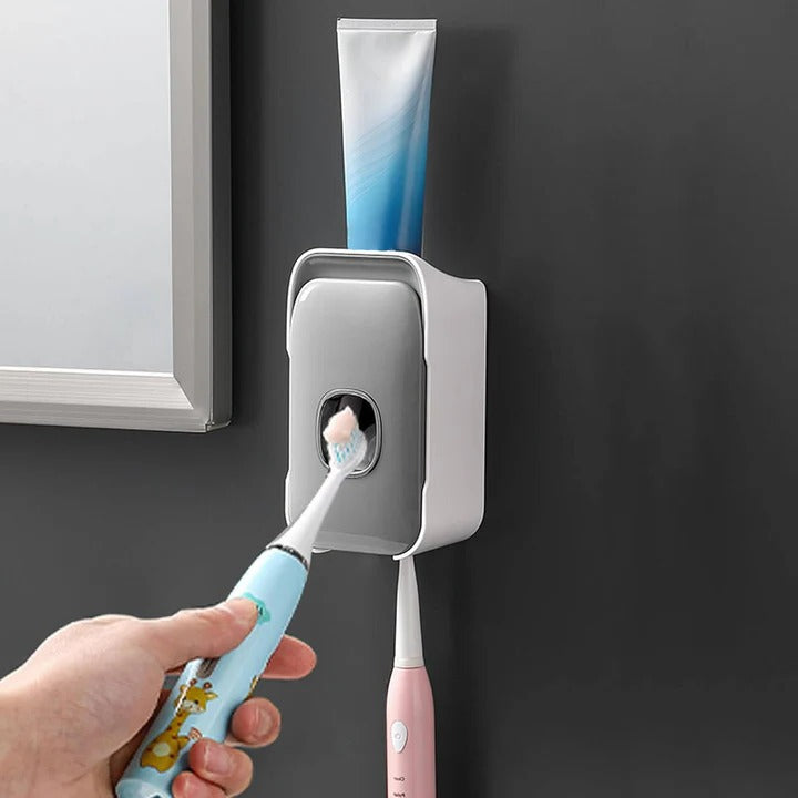 Wall-Mounted Toothpaste Dispenser with Easy Adhesive Installation - No Drilling Required, Space-Saving Bathroom Organizer