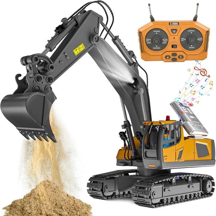 Remote Control Construction Vehicle with Interchangeable Tools - Versatile RC Excavator and Loader for Kids