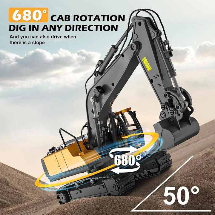 Remote Control Construction Vehicle with Interchangeable Tools - Versatile RC Excavator and Loader for Kids