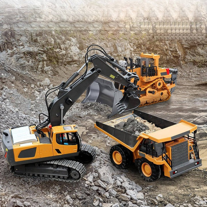 Remote Control Construction Vehicle with Interchangeable Tools - Versatile RC Excavator and Loader for Kids