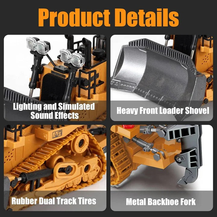 Remote Control Construction Vehicle with Interchangeable Tools - Versatile RC Excavator and Loader for Kids