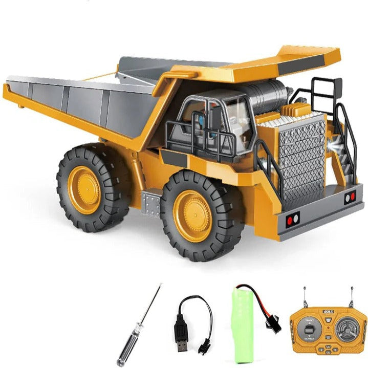 Remote Control Construction Vehicle with Interchangeable Tools - Versatile RC Excavator and Loader for Kids