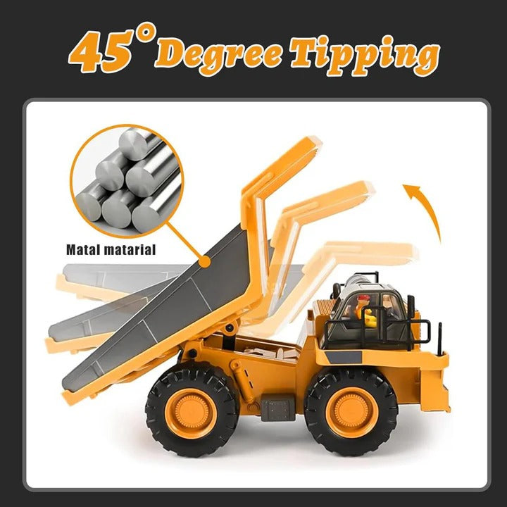Remote Control Construction Vehicle with Interchangeable Tools - Versatile RC Excavator and Loader for Kids