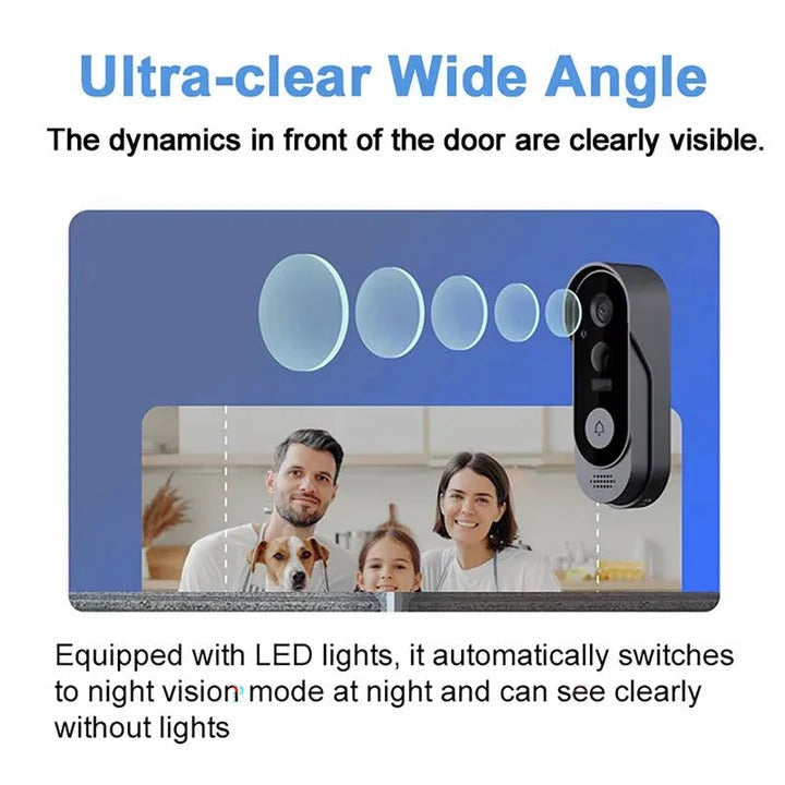 Wireless Smart Video Doorbell with Local Storage & Two-Way Audio - HD Night Vision, Motion Detection, Easy Installation