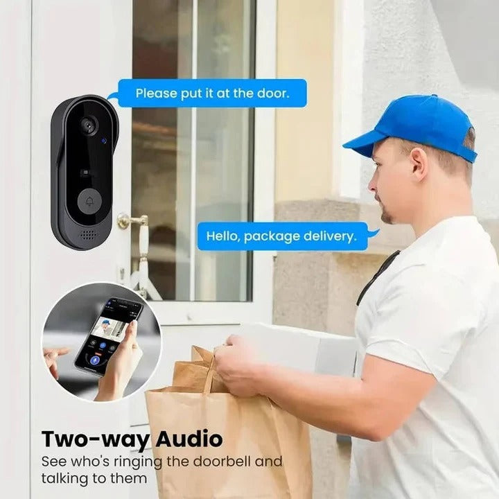 Wireless Smart Video Doorbell with Local Storage & Two-Way Audio - HD Night Vision, Motion Detection, Easy Installation