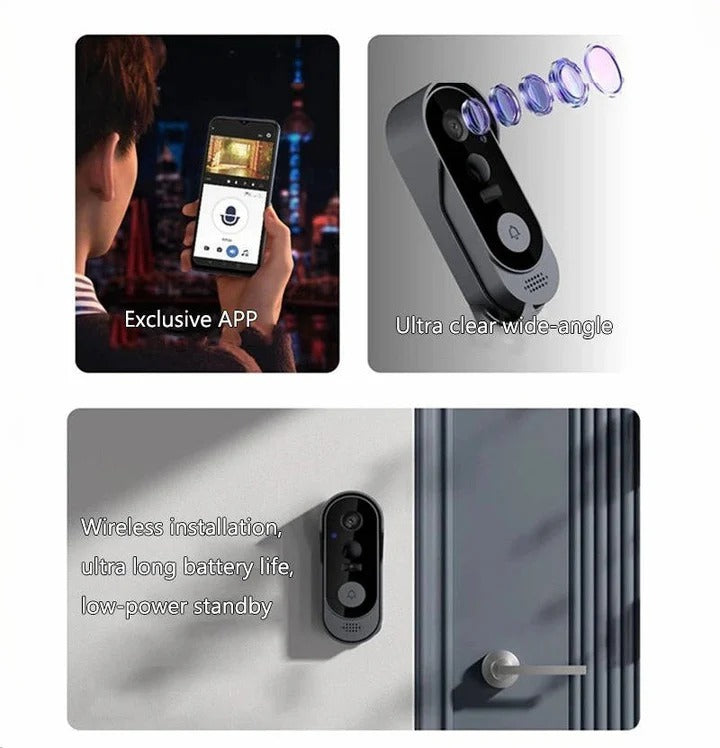 Wireless Smart Video Doorbell with Local Storage & Two-Way Audio - HD Night Vision, Motion Detection, Easy Installation