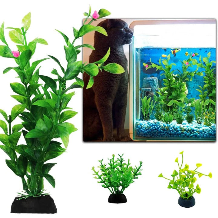 10-Piece Decorative Artificial Plants Set for Fish Tanks - Lifelike Aquarium Decorations