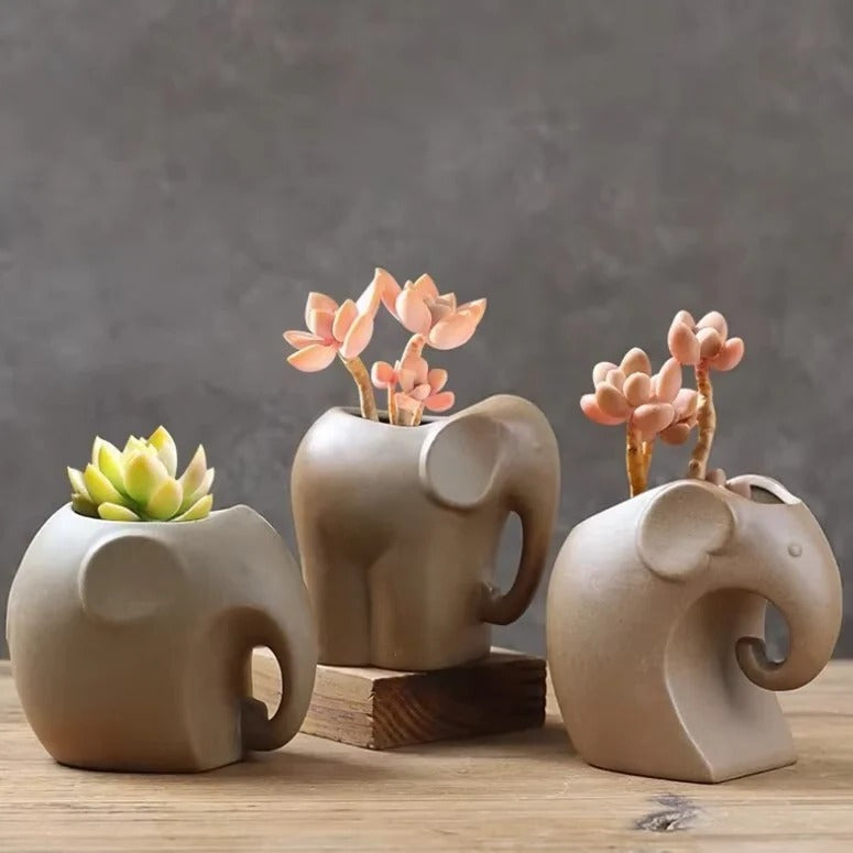 Adorable Animal-Shaped Ceramic Succulent Planter - Perfect Desktop Pot for Home & Office Decor