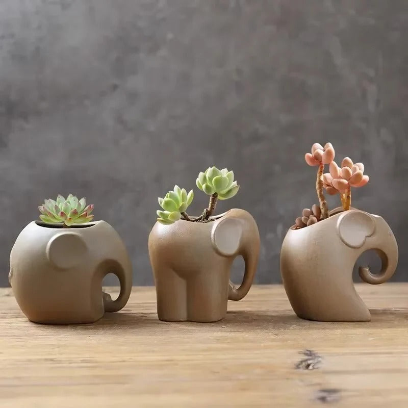 Adorable Animal-Shaped Ceramic Succulent Planter - Perfect Desktop Pot for Home & Office Decor