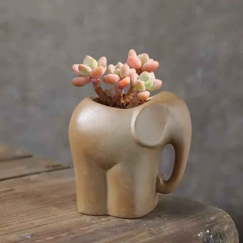 Adorable Animal-Shaped Ceramic Succulent Planter - Perfect Desktop Pot for Home & Office Decor