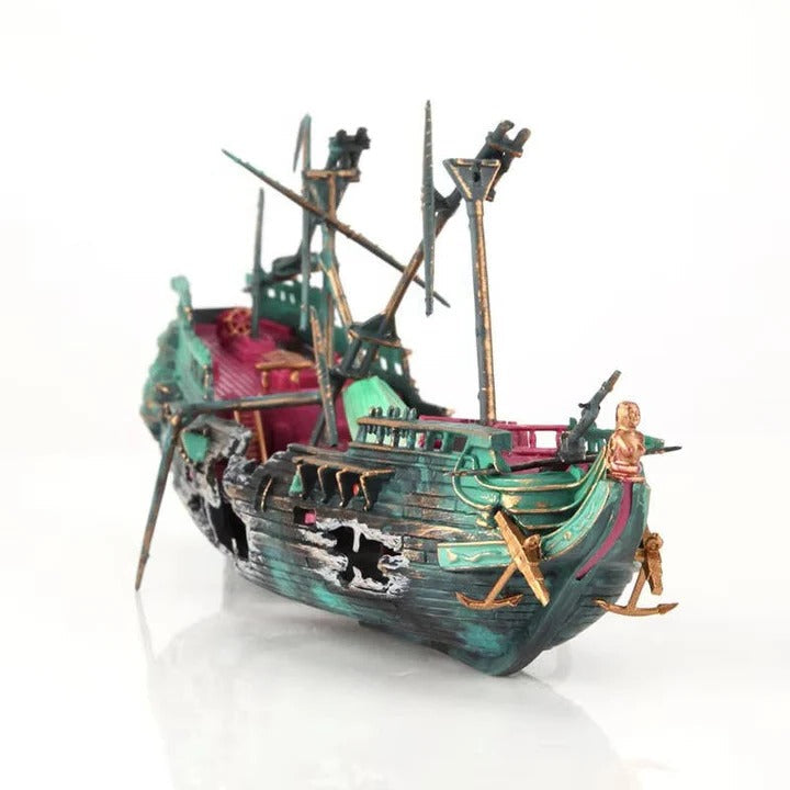 Realistic Sunken Boat Aquarium Ornament - Perfect for Freshwater & Saltwater Tanks | Enhance Your Aquatic Decor