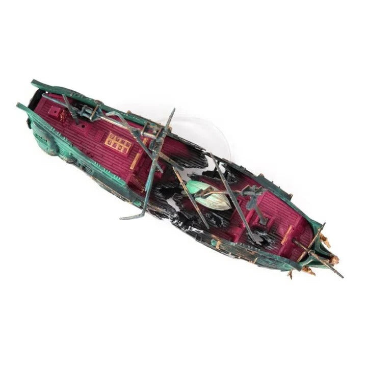 Realistic Sunken Boat Aquarium Ornament - Perfect for Freshwater & Saltwater Tanks | Enhance Your Aquatic Decor