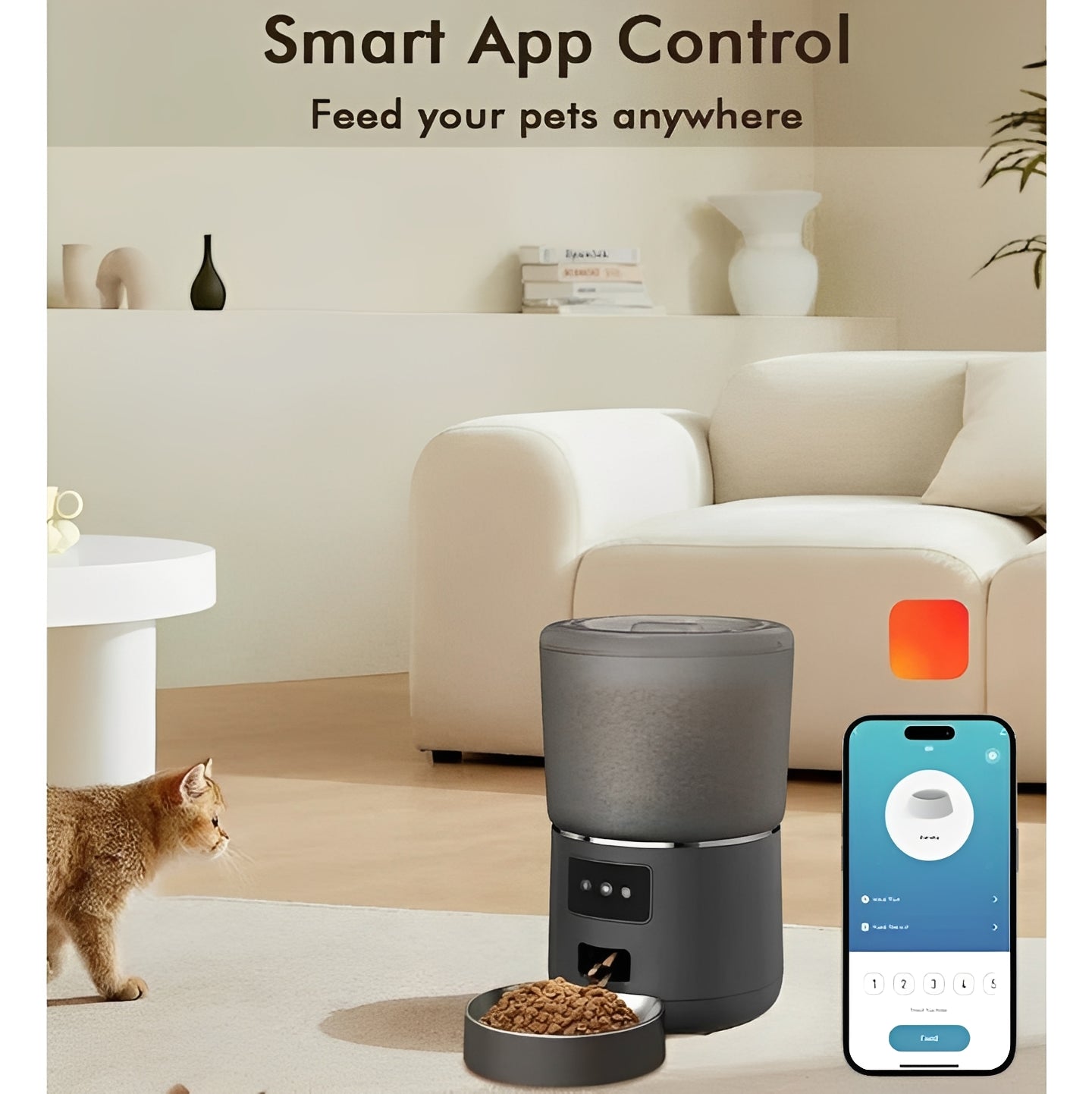 Smart Automatic Pet Feeder & Meal Dispenser - Programmable, Wi-Fi Enabled, Portion Control for Dogs & Cats