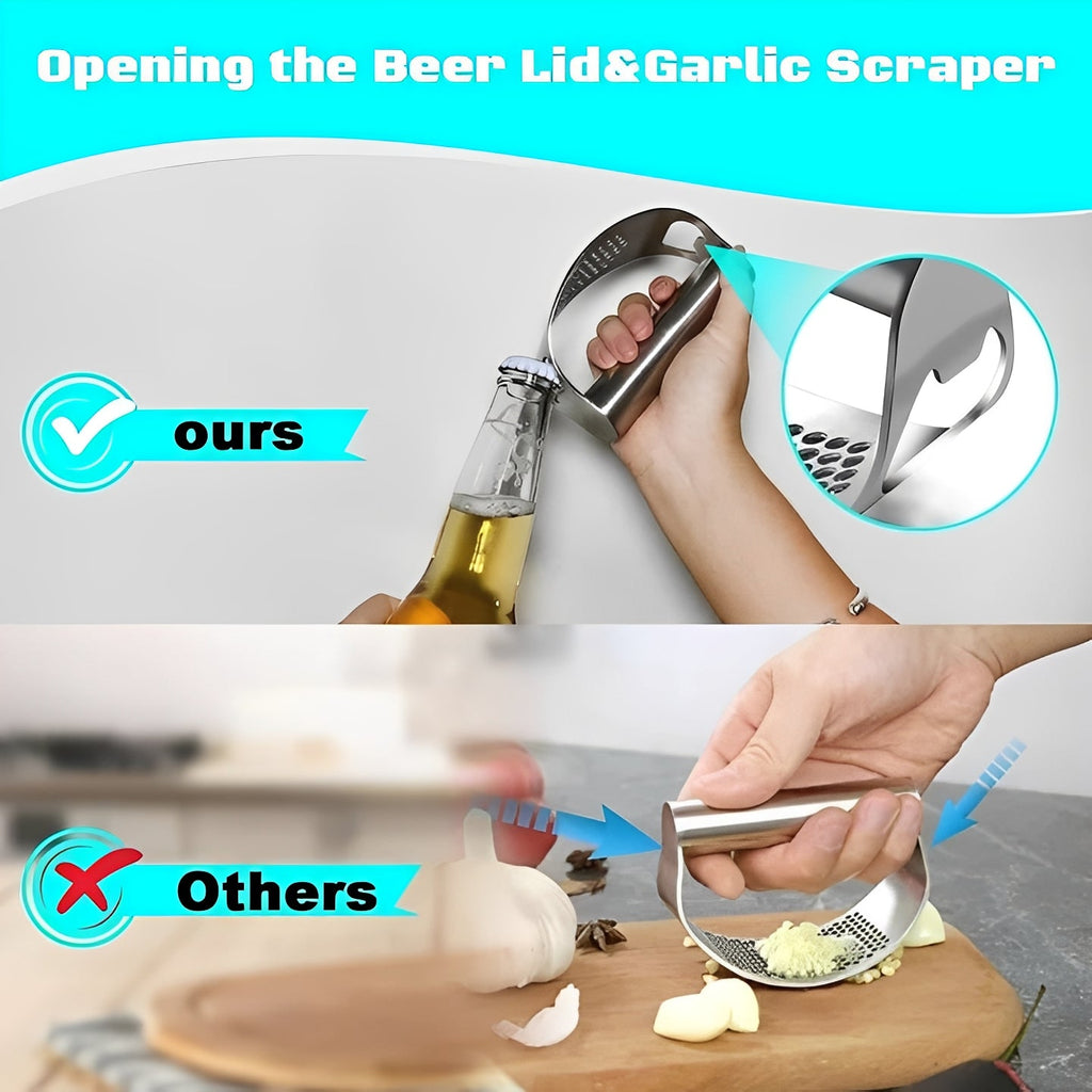 Premium Stainless Steel Garlic Press Rocker - Effortless Kitchen Tool for Minced Garlic & Herbs