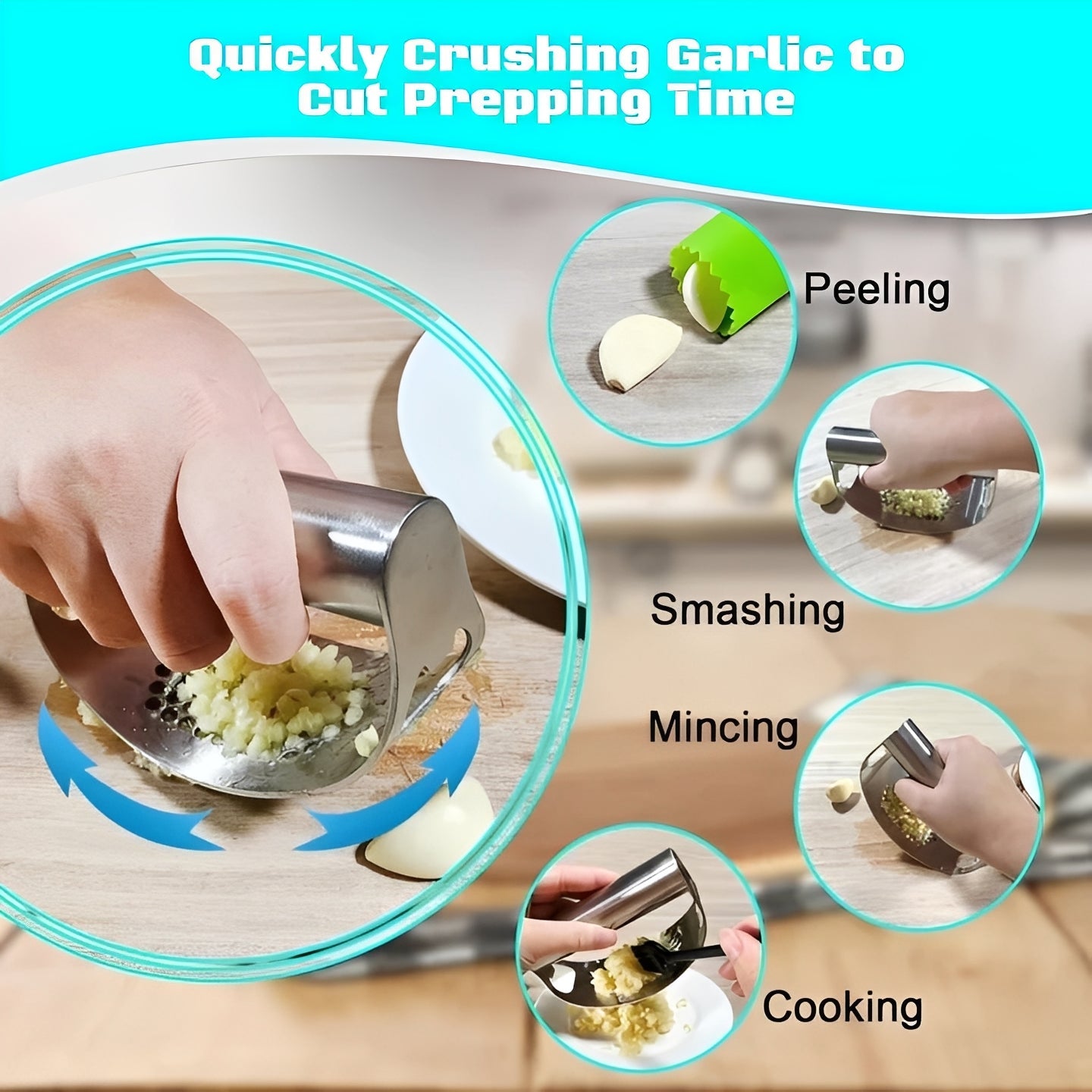 Premium Stainless Steel Garlic Press Rocker - Effortless Kitchen Tool for Minced Garlic & Herbs