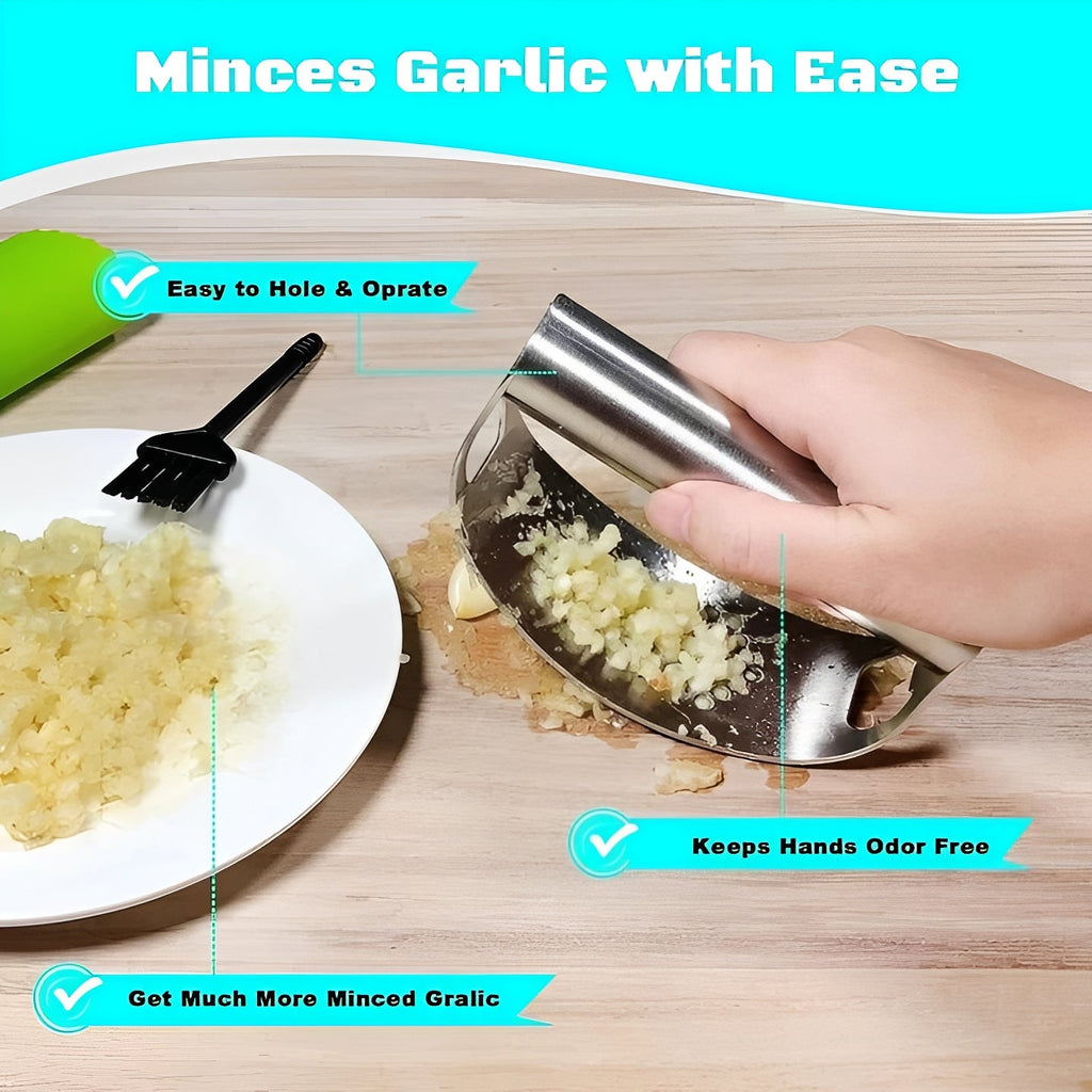 Premium Stainless Steel Garlic Press Rocker - Effortless Kitchen Tool for Minced Garlic & Herbs