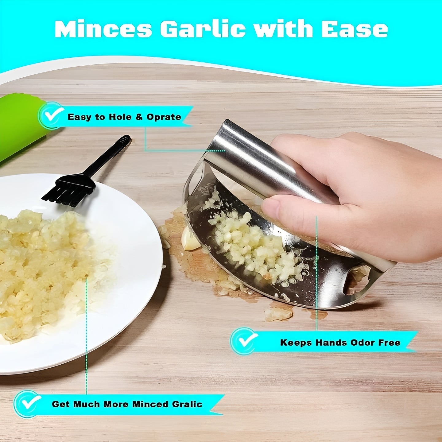Premium Stainless Steel Garlic Press Rocker - Effortless Kitchen Tool for Minced Garlic & Herbs