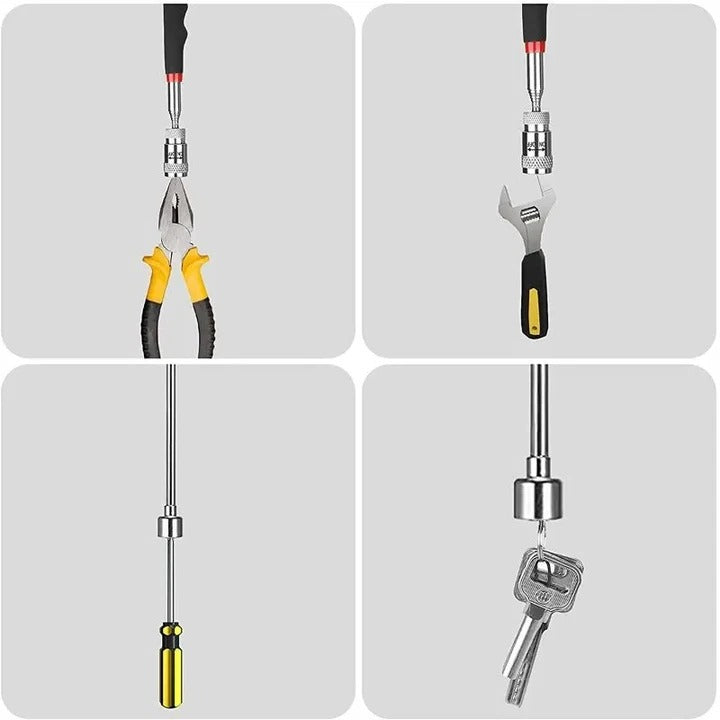 Telescopic Magnetic Pick-Up Tool with LED Light - Extendable Reach for Easy Retrieval of Metal Objects