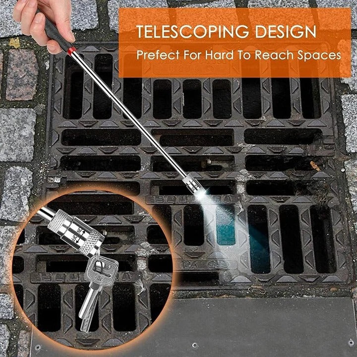 Telescopic Magnetic Pick-Up Tool with LED Light - Extendable Reach for Easy Retrieval of Metal Objects